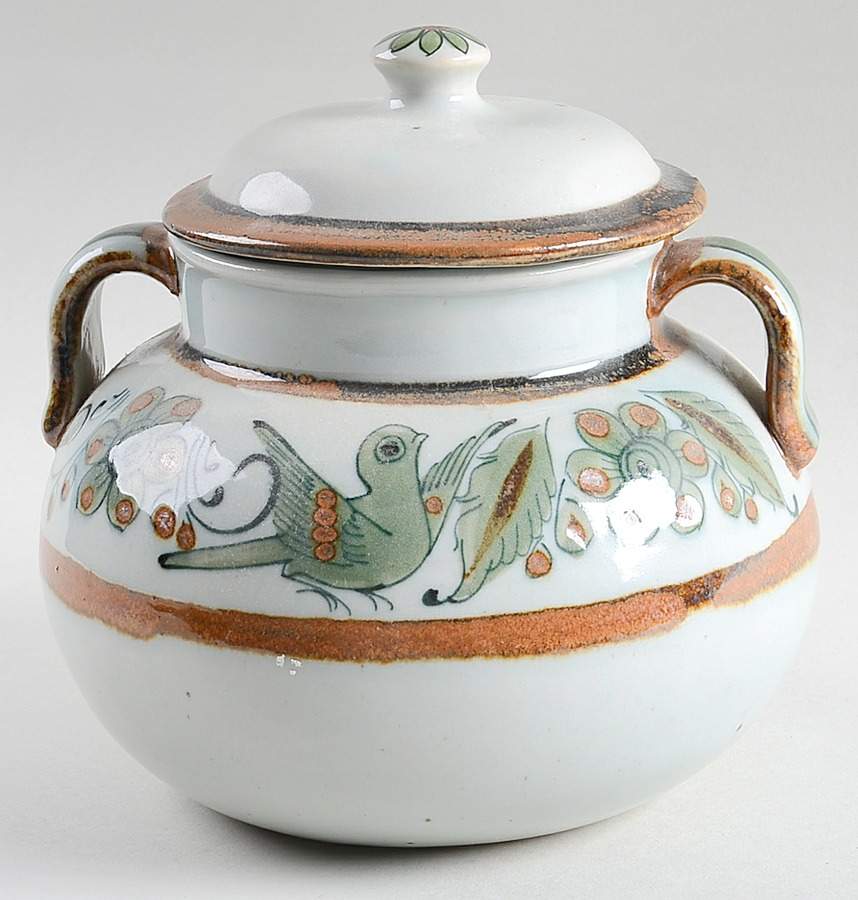 El Palomar Green Bean Pot & Lid by Ken Edwards Pottery-1