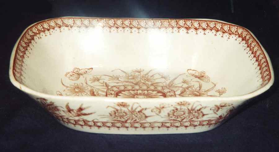May flower Brown 9" Oval Vegetable Bowl by Stonier, Hollinshead & Oliver-1