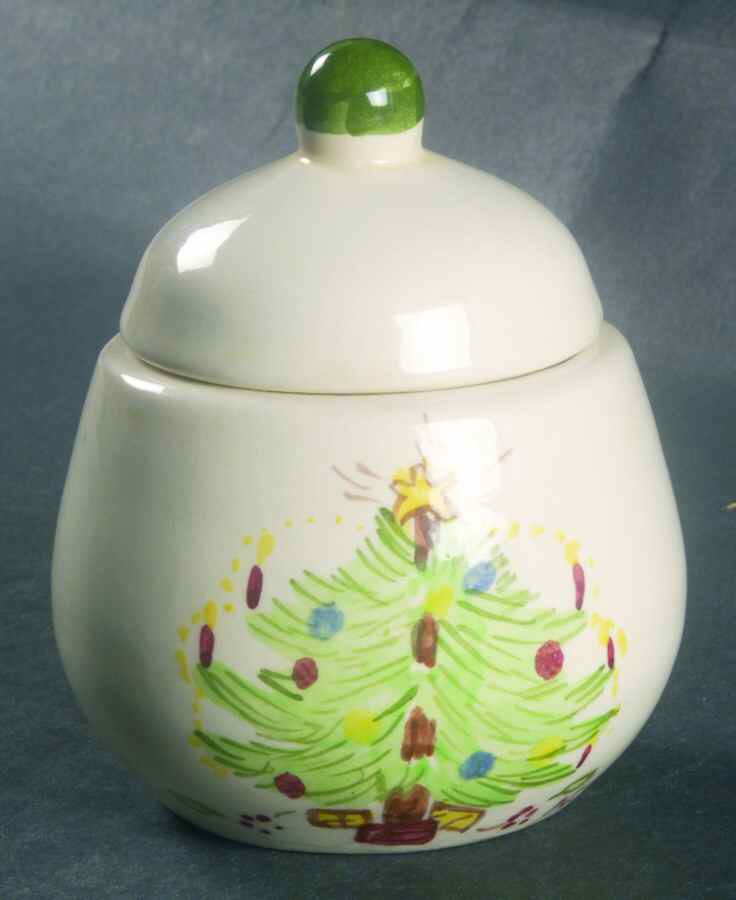 Christmas Tree Mini Sugar Bowl & Lid by Erwin Pottery-1
