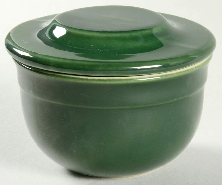Olive Green Covered Butter Pot by Emile Henry-1