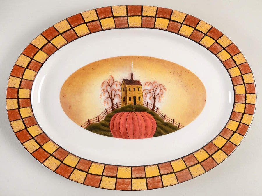 Autumn Splendor 14" Oval Serving Platter by Esc Trading Company-1