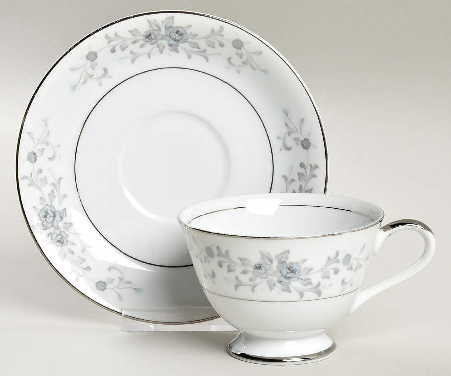 Blue Rose Footed Cup & Saucer Set by Empress (Japan)-1