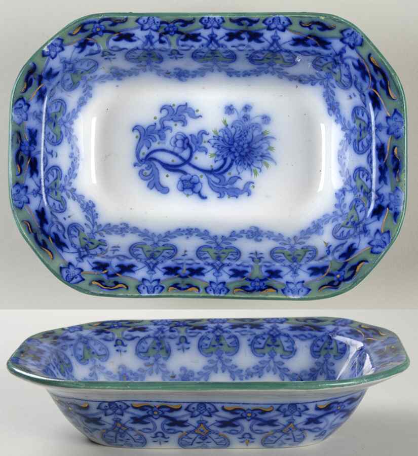 Indian Festoon (Green) 8" Oval Vegetable Bowl by J Dimmock-1