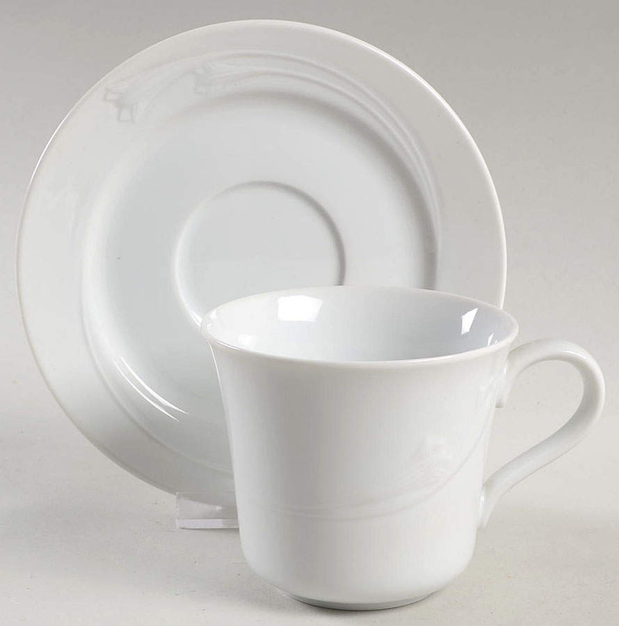White Jasmine Flat Cup & Saucer Set by Epicure (Japan)-1
