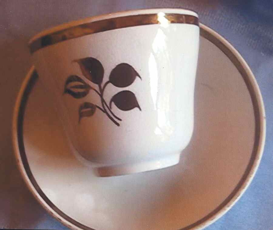 Tobacco Leaf Footed Cup & Saucer Set by Elsmore & Forster-1