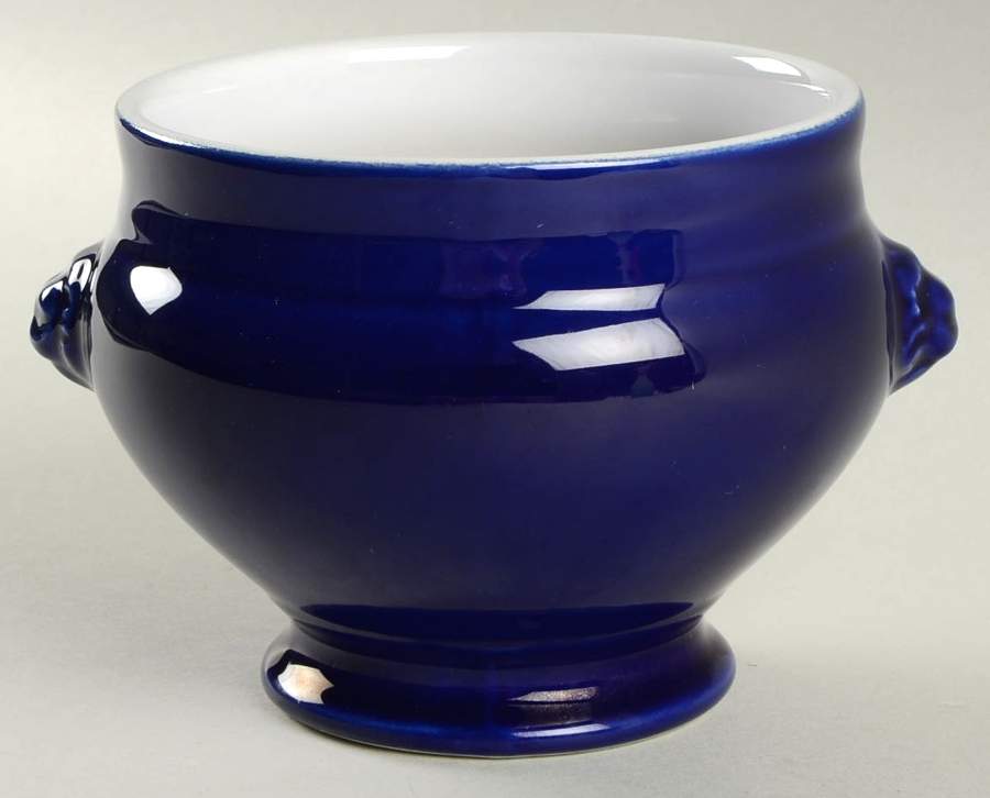 Cobalt Blue Footed Lion's Head Soup Bowl by Emile Henry-1