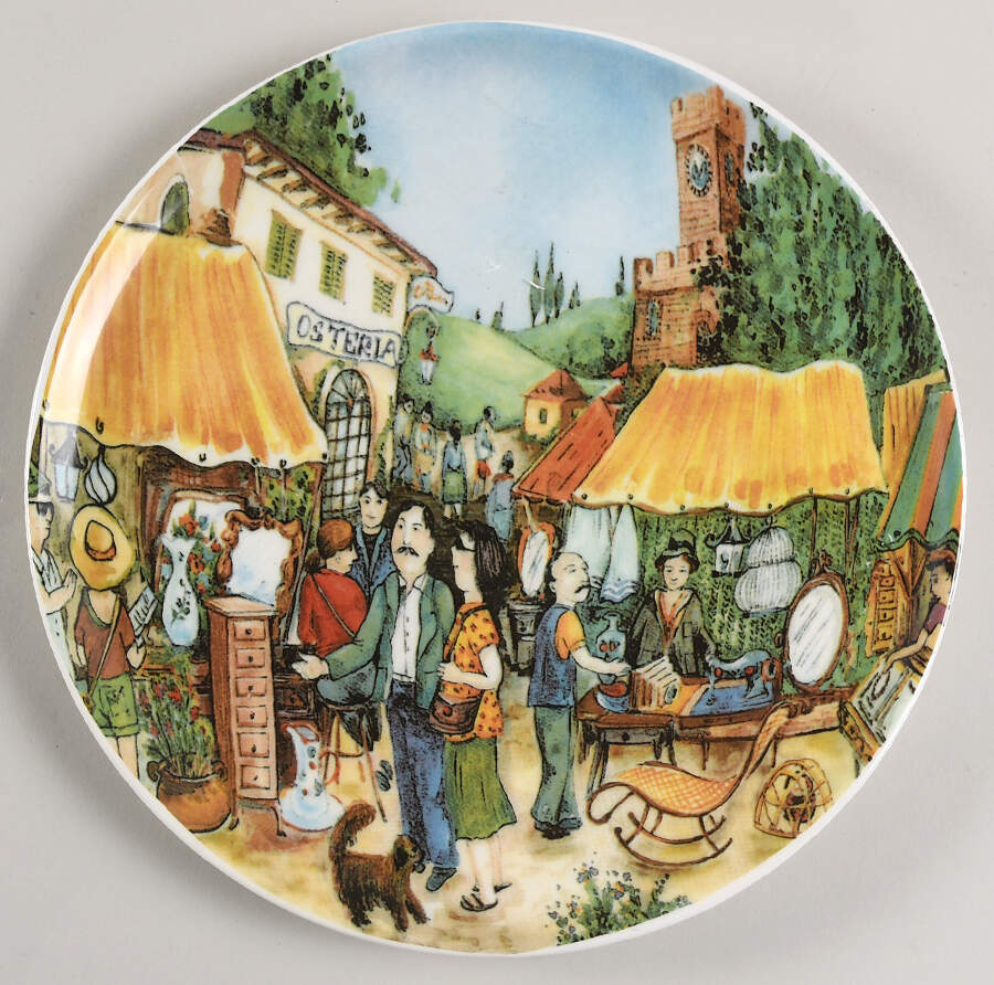 Market Scenes Dinner Plate by Effetti d'Arte (Effetti Home)-1