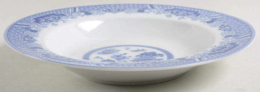 Chinese Garden Blue Rim Soup Bowl by Emerald Collection-1