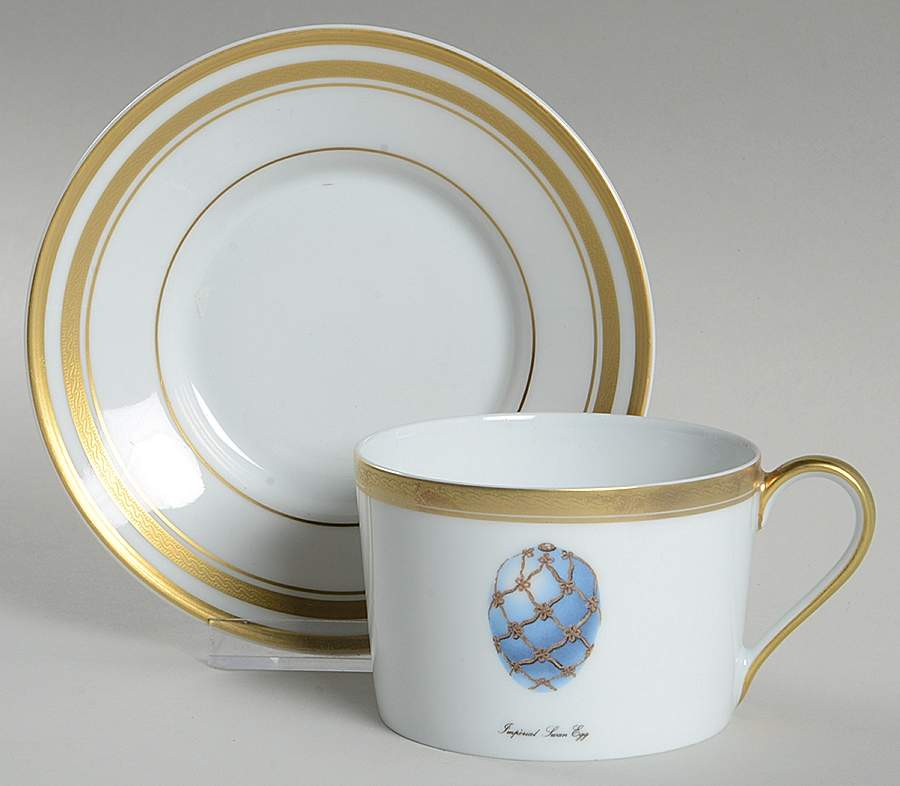 Imperial Egg Collection Flat Cup & Saucer Set by Faberge-1