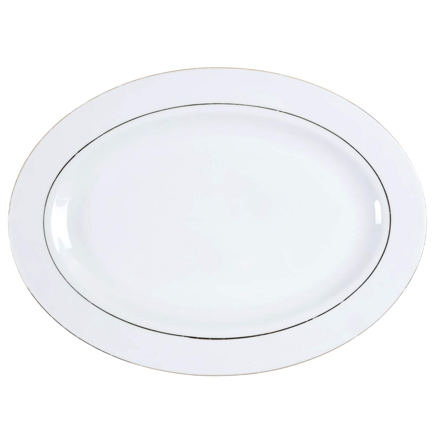 Classic Gold (Coupe, Gold Trim&Rings) 12" Oval Serving Platter by Fairfield-1