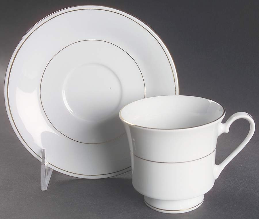 Classic Gold (Coupe, Gold Trim&Rings) Footed Cup & Saucer Set by Fairfield-1
