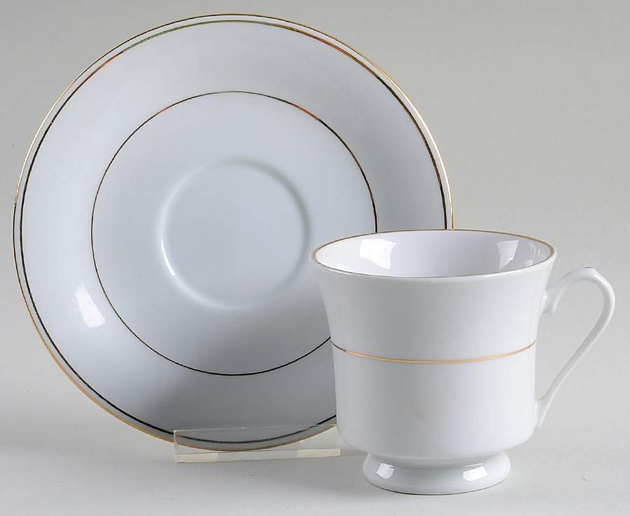 Classic Gold (Coupe, Gold Trim&Rings) Footed Cup & Saucer Set by Fairfield-1