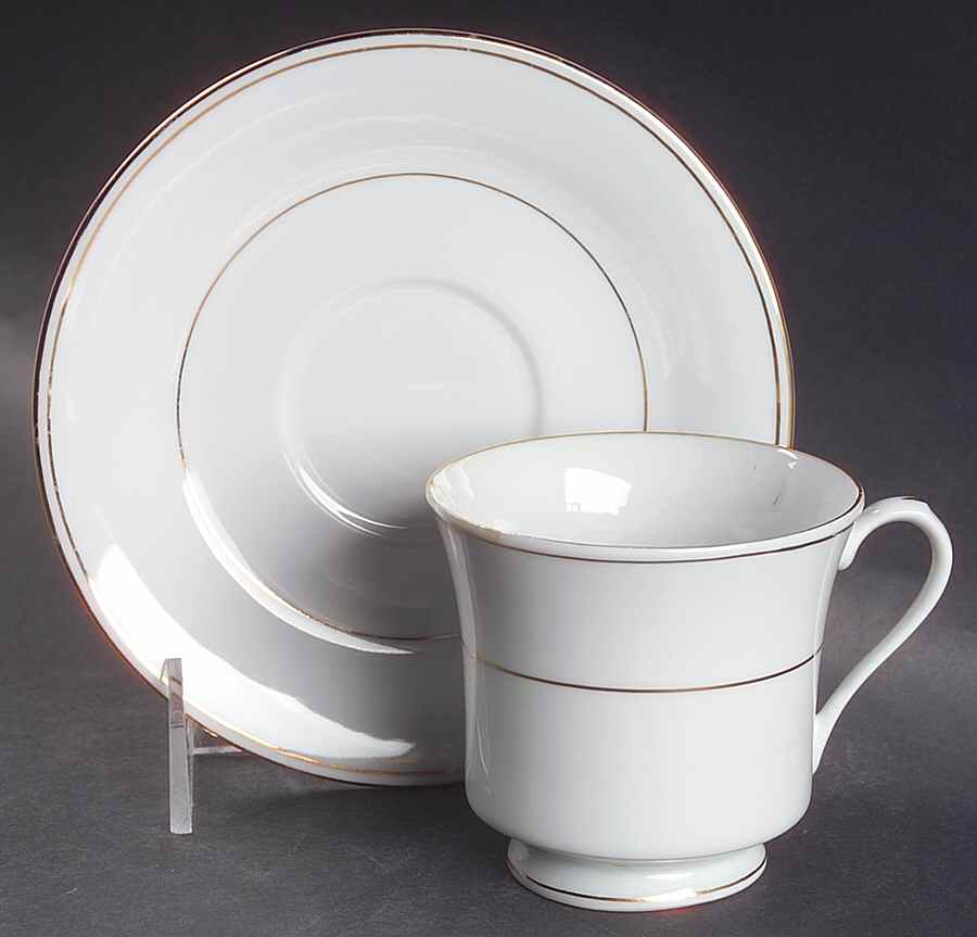 Classic Gold (Coupe, Gold Trim&Rings) Footed Cup & Saucer Set by Fairfield-1