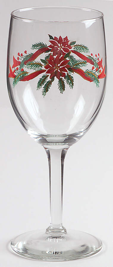 Poinsettia & Ribbon 8 Oz Glassware Wine by Fairfield-1