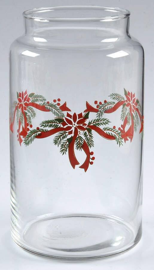 Poinsettia & Ribbon 7" Glassware Storage Jar No Lid by Fairfield-1