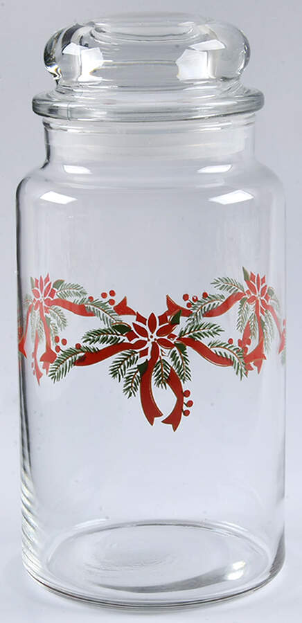 Poinsettia & Ribbon 7" Glassware Storage Jar & Lid by Fairfield-1
