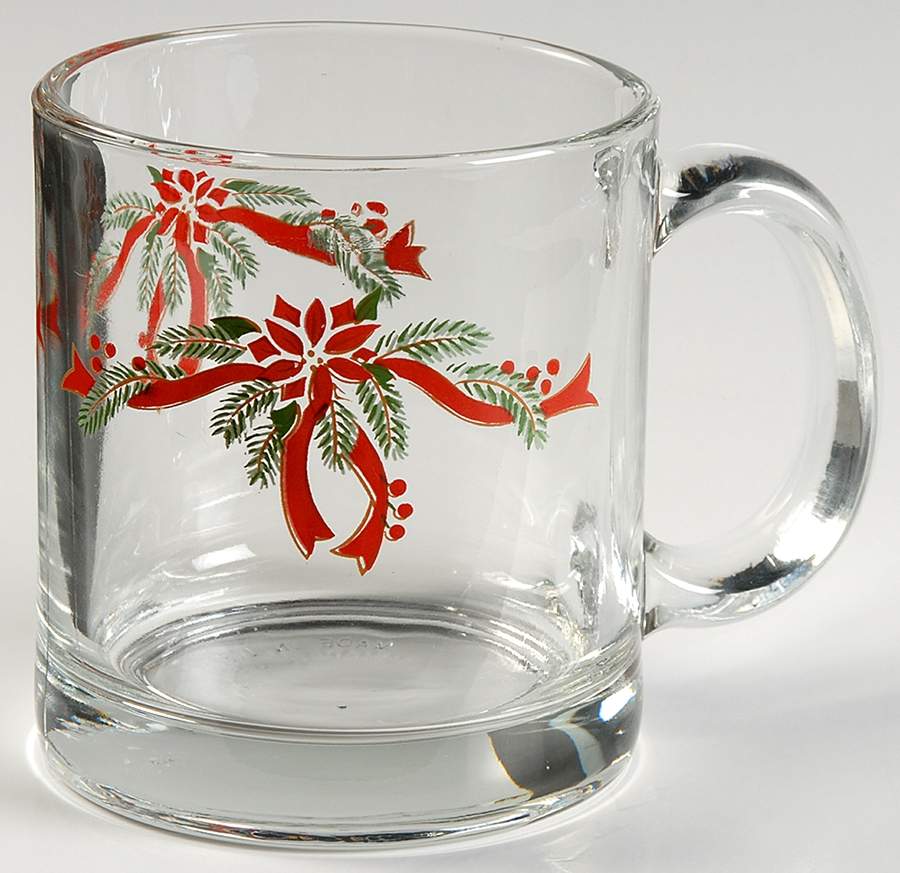 Poinsettia & Ribbon Glassware Mug by Fairfield-1