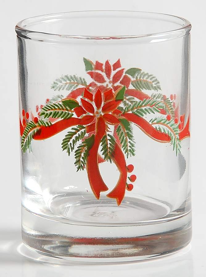 Poinsettia & Ribbon Glassware Votive Candleholder by Fairfield-1