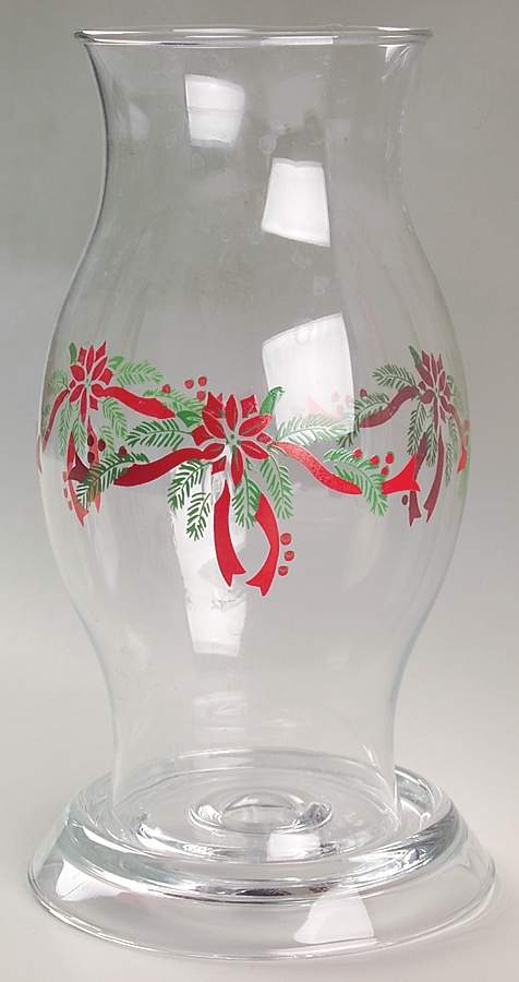 Poinsettia & Ribbon (2 Piece) Glassware Hurricane Lamp by Fairfield-1