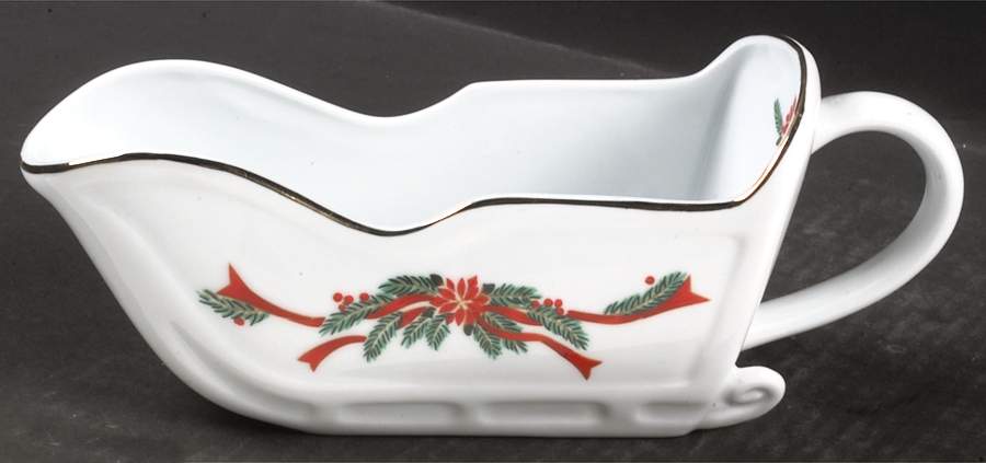 Poinsettia & Ribbon Gravy Boat by Fairfield-1