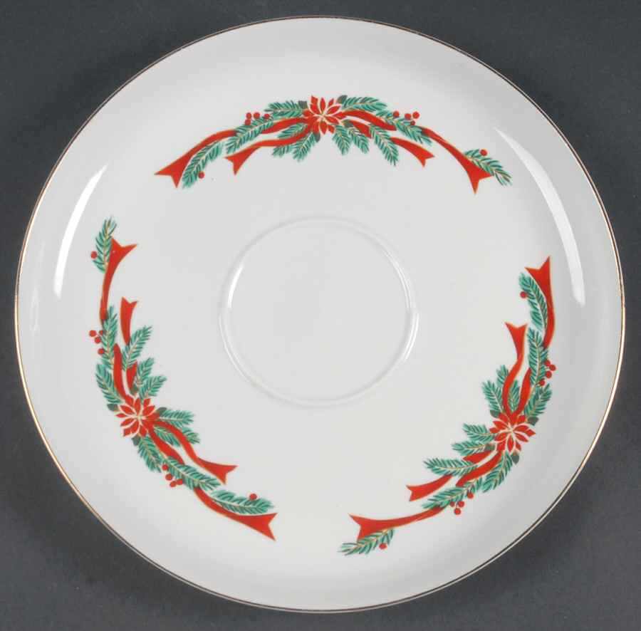 Poinsettia & Ribbon Chip Bowl/Plate for Chip & Dip Set by Fairfield-1