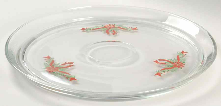 Poinsettia & Ribbon Glassware Chip and Dip, Plate Only by Fairfield-1