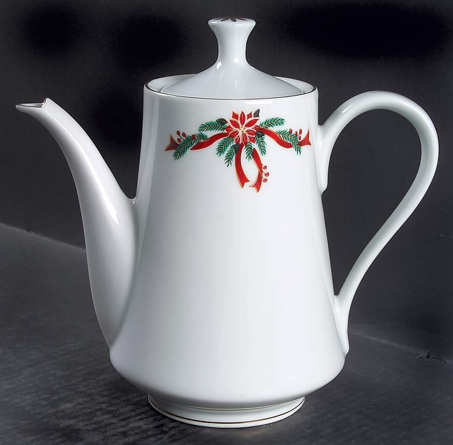Poinsettia & Ribbon Coffee Pot & Lid by Fairfield-1