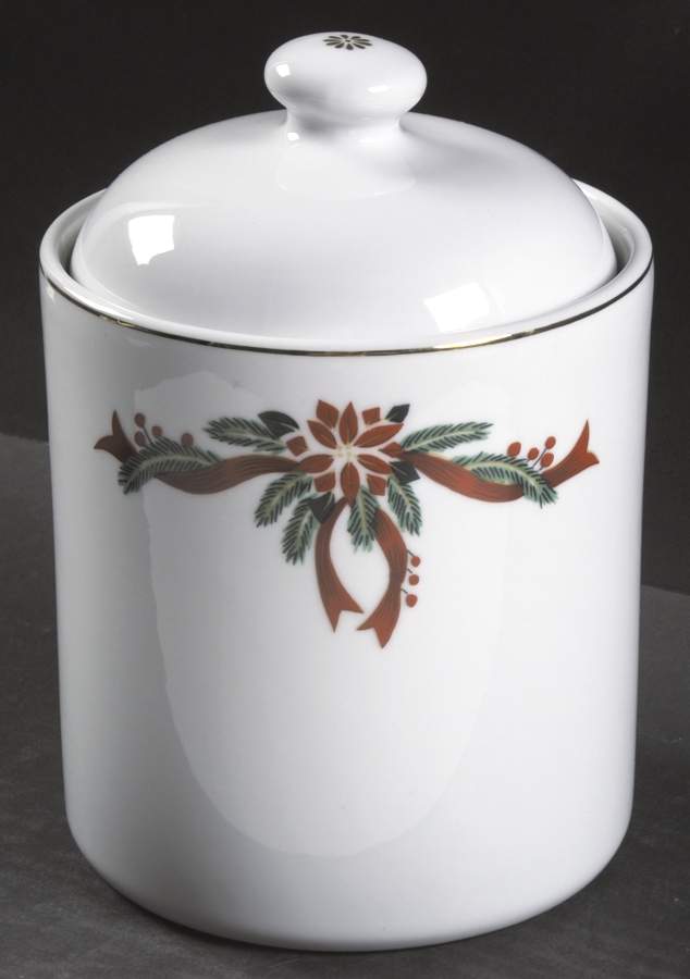 Poinsettia & Ribbon Cookie Jar & Lid by Fairfield-1