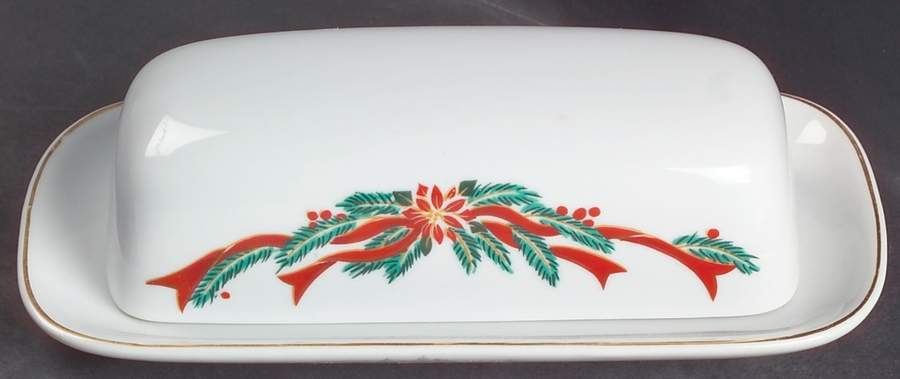 Poinsettia & Ribbon 1/4 Lb Covered Butter by Fairfield-1