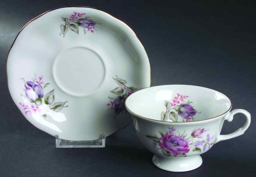 Flower Spray (Poland) Footed Cup & Saucer Set by Embassy (Poland)-1
