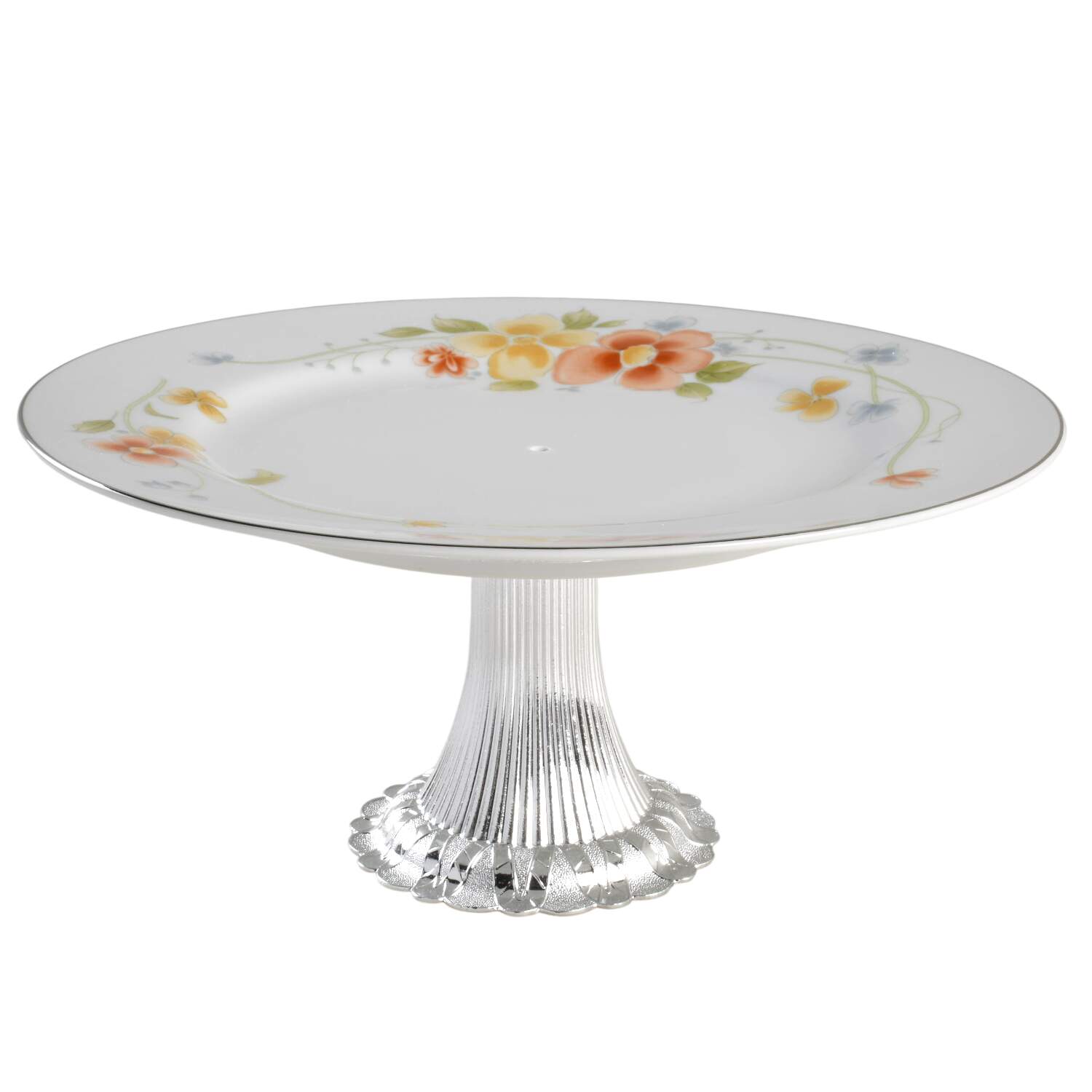 Annabelle Cake Stand with 4"-5" Metal Pedestal  Hc by Fine China of Japan-1