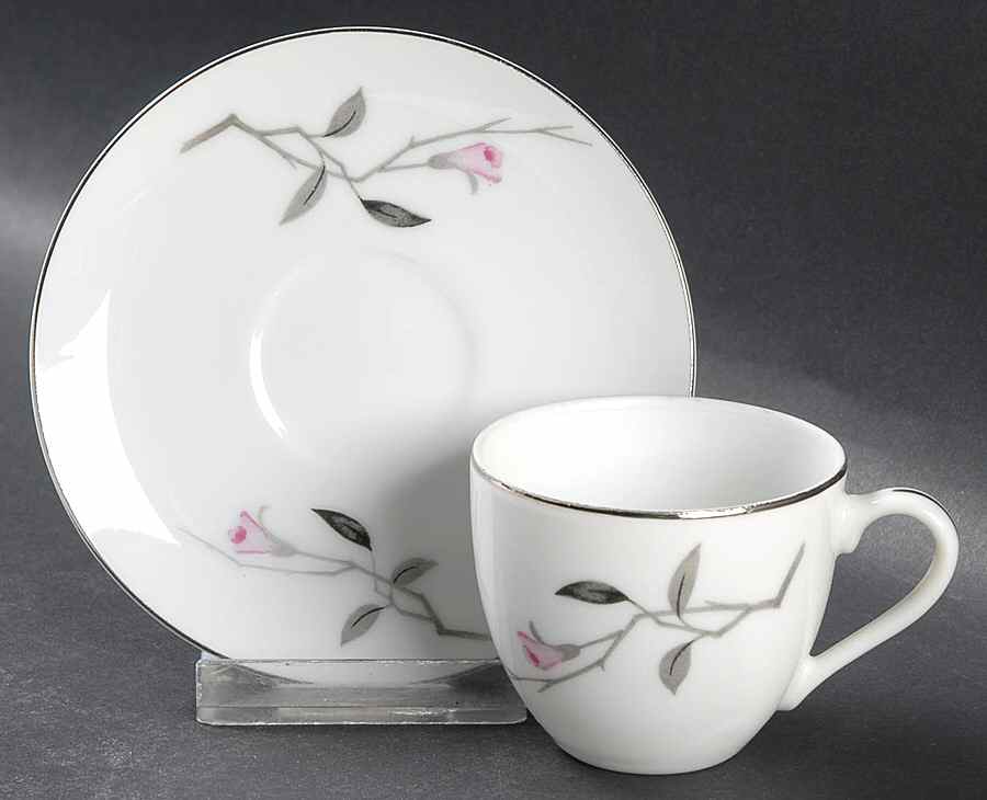 Cherry Blossom Flat Demitasse Cup & Saucer Set by Fine China of Japan-1