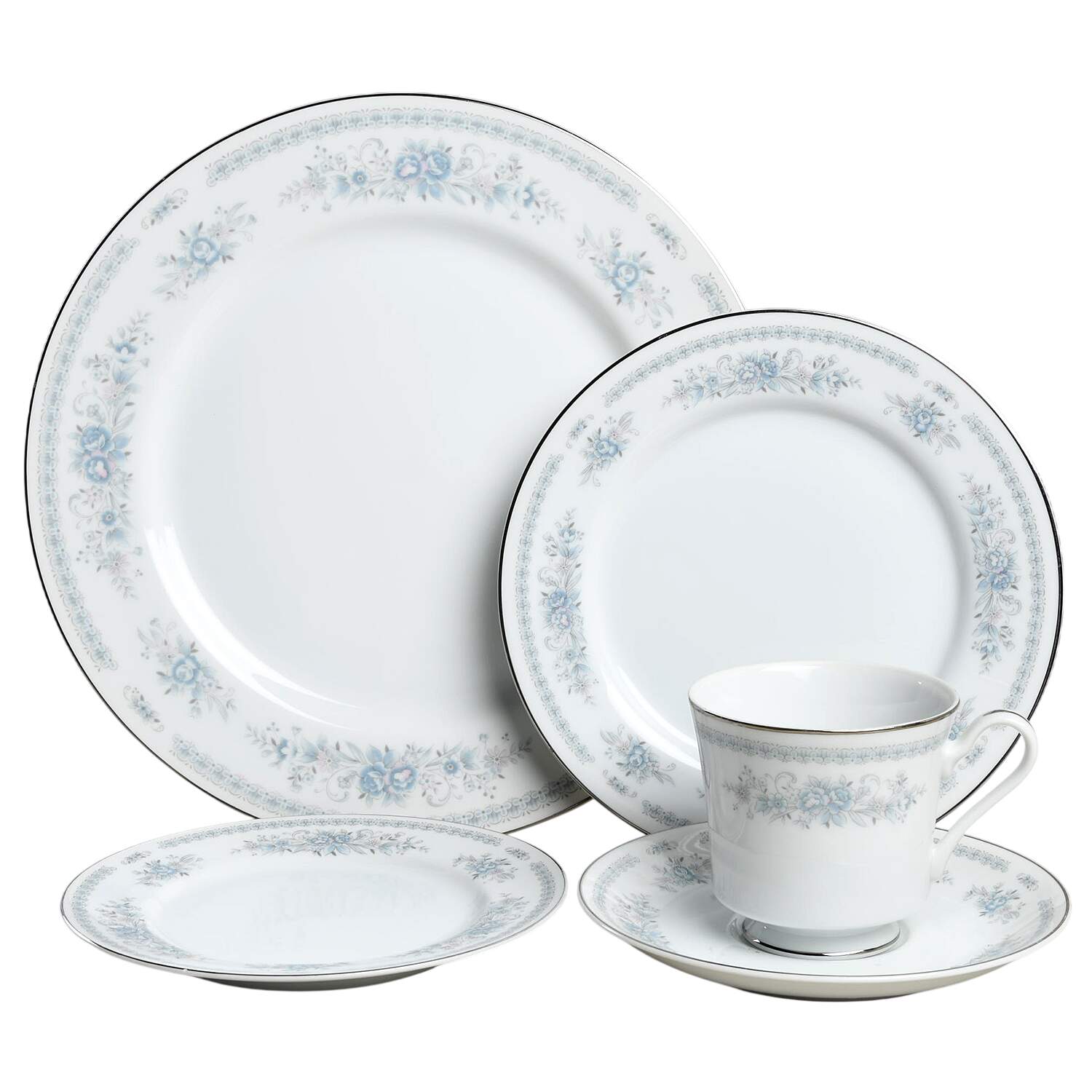 Christine (Blue Flowers) 5 Piece Place Setting by Fine China of Japan-1