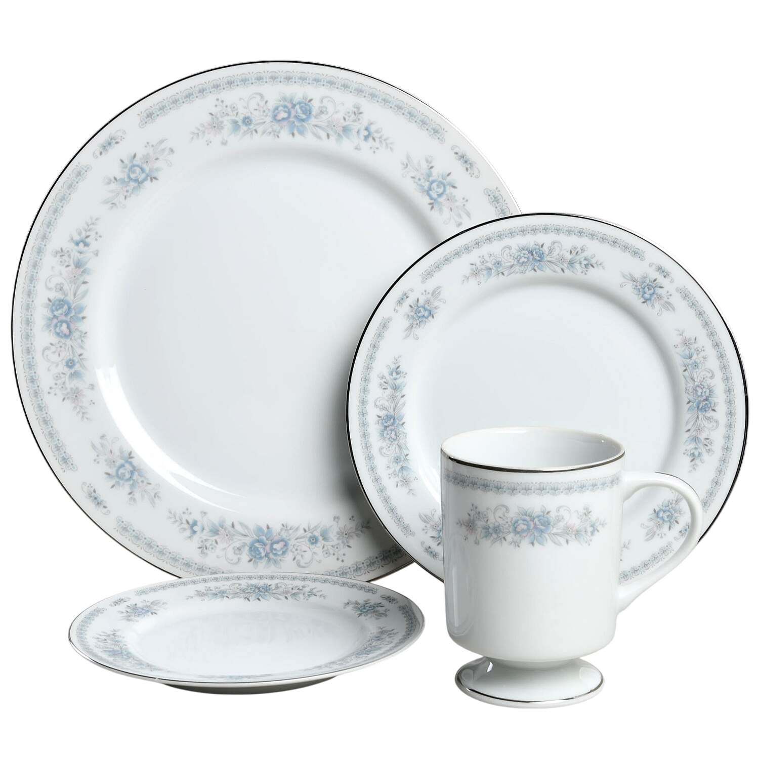 Christine (Blue Flowers) 4 Piece Place Setting by Fine China of Japan-1