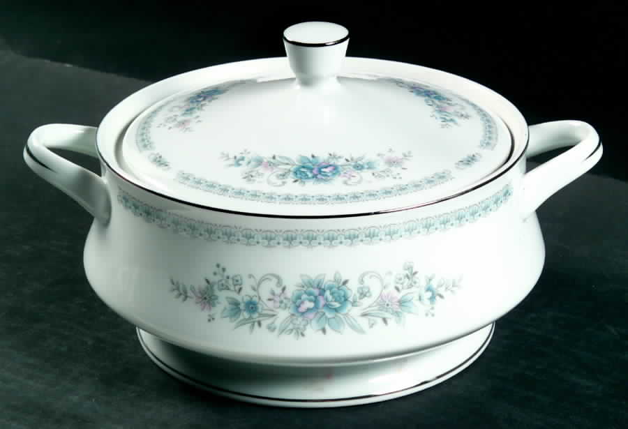 Christine (Blue Flowers) Round Covered Vegetable by Fine China of Japan-1