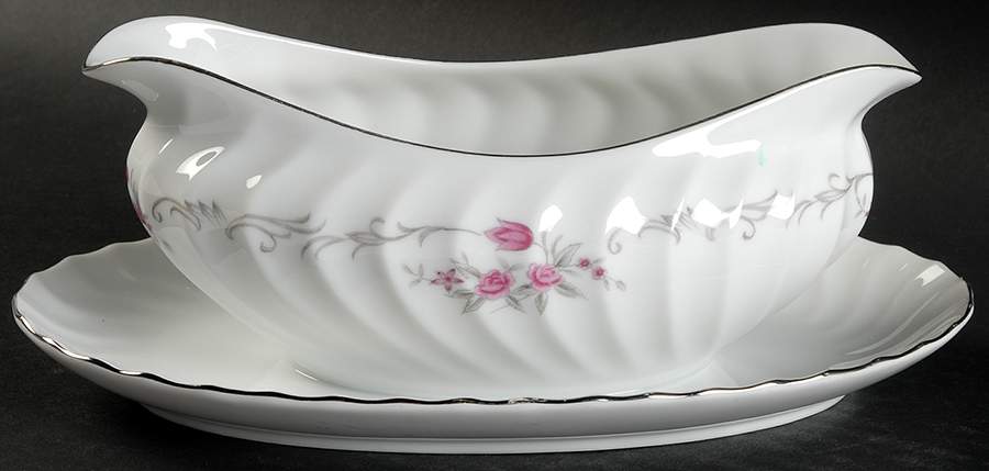 Chateau Rose Gravy Boat with Attached Underplate by Fine China of Japan-1