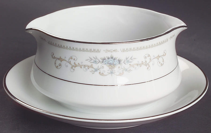 Diane Round Gravy Boat/Attached Underplate by Fine China of Japan-1