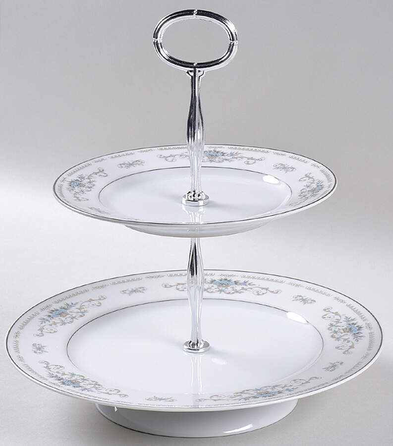 Diane 11 1/4"  2 Tier Footed Serving Tray (DP,SP,FR) HC by Fine China of Japan-1