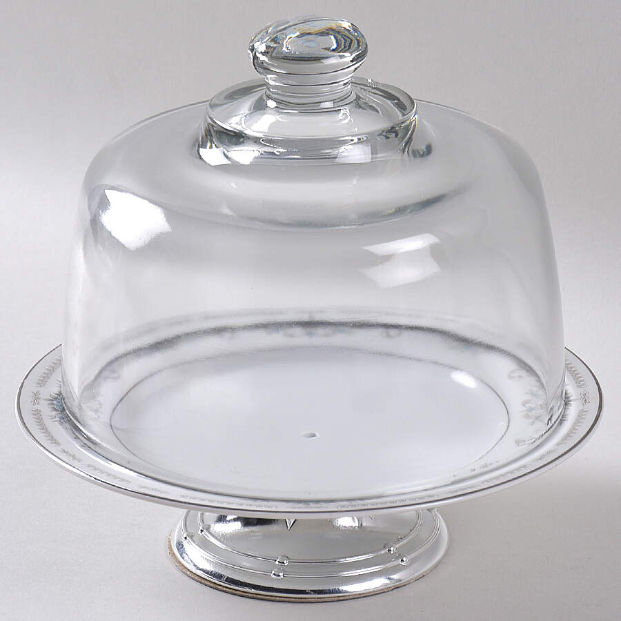 Diane 6 1/2"-7 1/2" Footed Cheese Plate w/ Glass Dome HC by Fine China of Japan-1