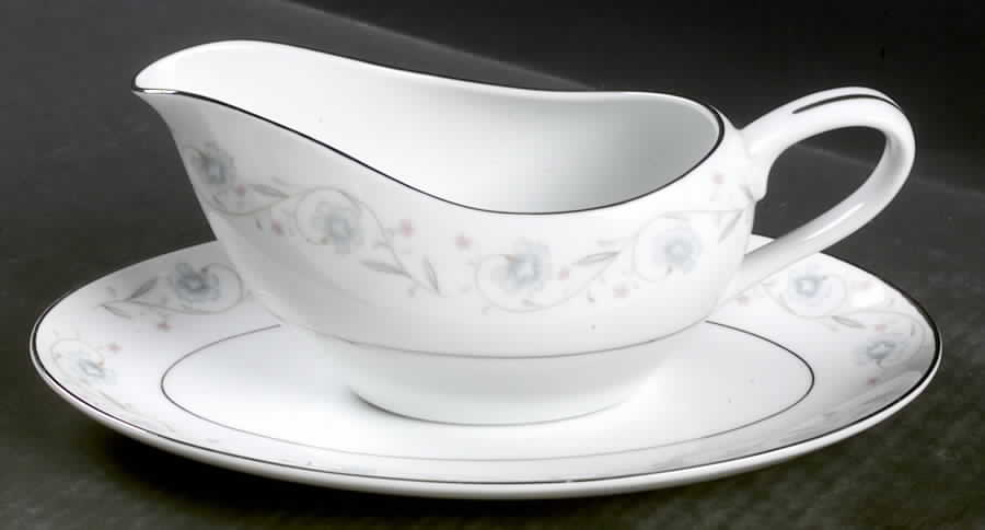 English Garden (Platinum) Gravy Boat & Underplate/Relish by Fine China of Japan-1