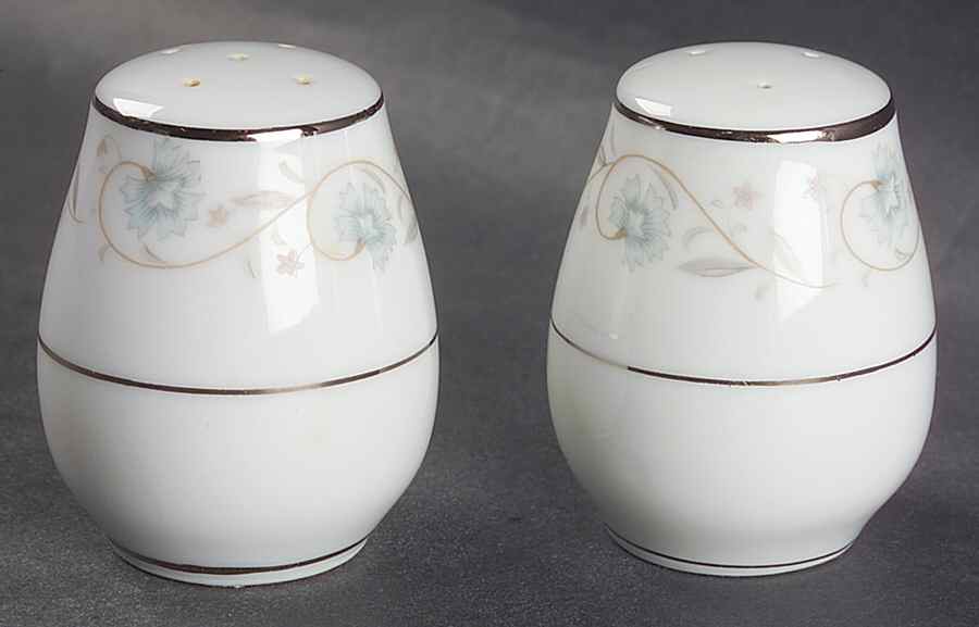 English Garden (Platinum) Salt & Pepper Set by Fine China of Japan-1