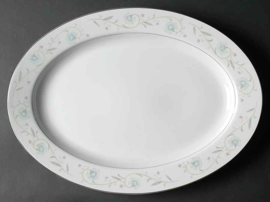 English Garden (Platinum) 16" Oval Serving Platter by Fine China of Japan-1