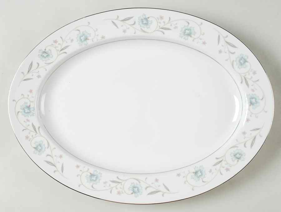 English Garden (Platinum) 14" Oval Serving Platter by Fine China of Japan-1