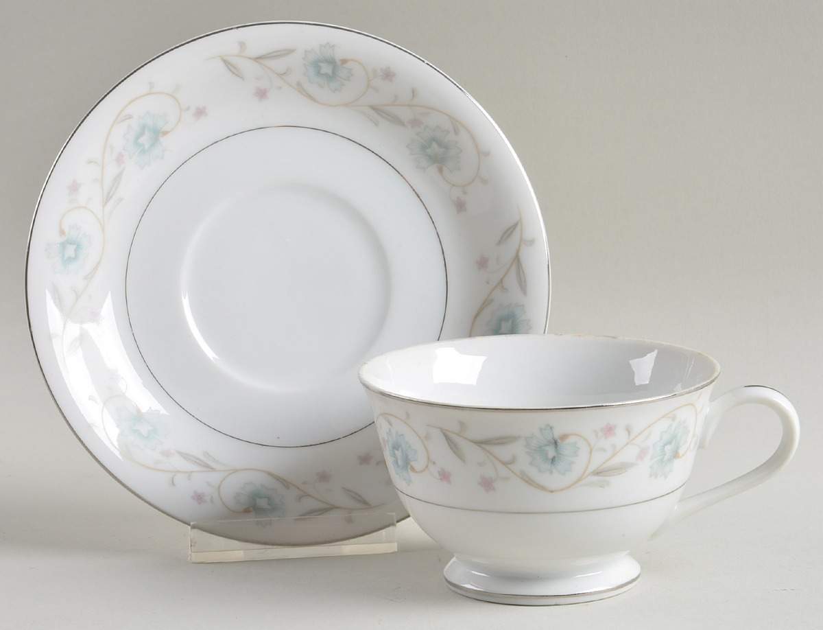 English Garden (Platinum) Footed Cup & Saucer Set by Fine China of Japan-1