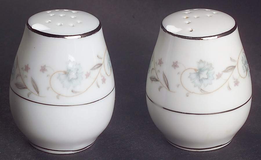 English Garden (Platinum) Salt & Pepper Set by Fine China of Japan-1