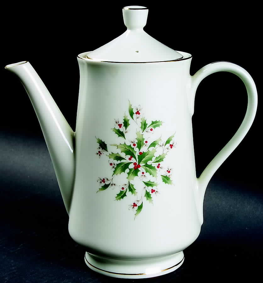 Holly Holiday Coffee Pot & Lid by Fine China of Japan-1