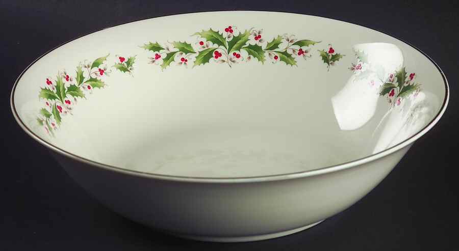 Holly Holiday 9" Round Vegetable Bowl by Fine China of Japan-1