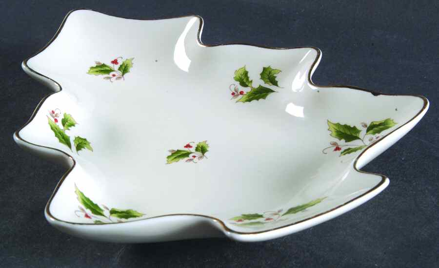 Holly Holiday 1 Part Medium Tree Shaped Dish by Fine China of Japan-1