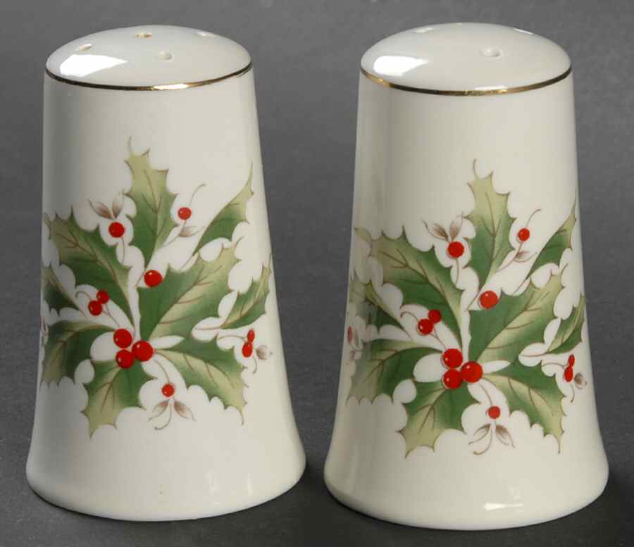 Holly Holiday Salt & Pepper Set by Fine China of Japan-1