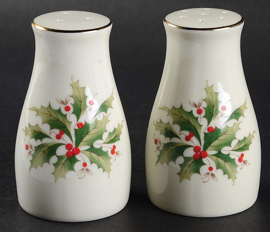 Holly Holiday Salt & Pepper Set by Fine China of Japan-1